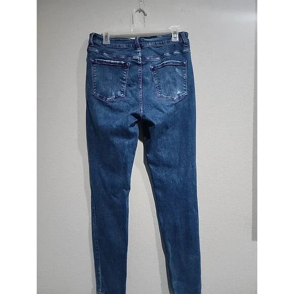 Flying Monkey Womens Jeans Skinny Low Rise Blue Denim Whiskering Stone Wash 31 - Picture 4 of 10